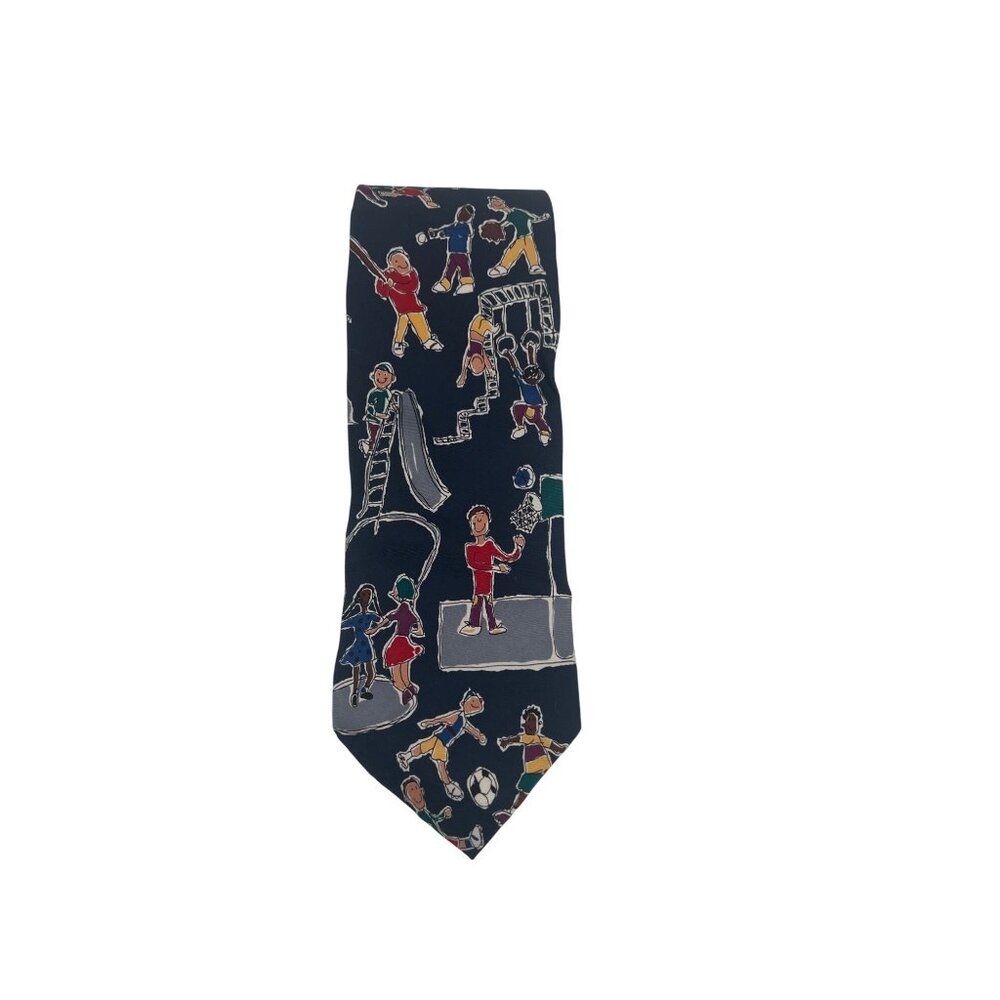 Vintage Tie Save The Children Kids Playground 100% Silk Navy Multicolor